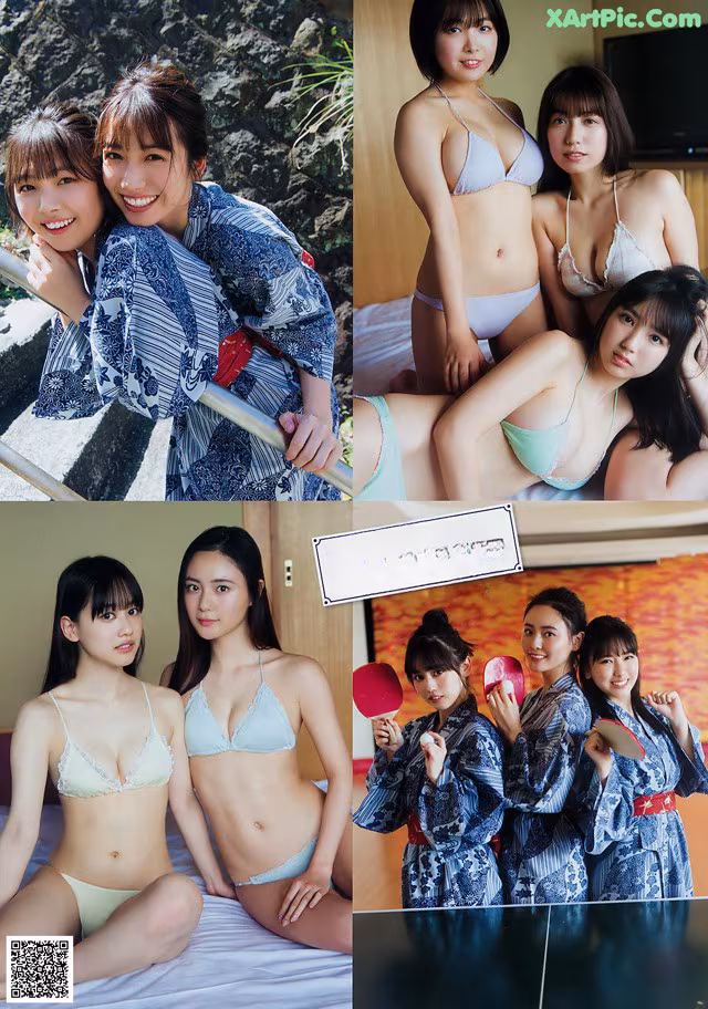 A group of women in bikinis posing for a picture.